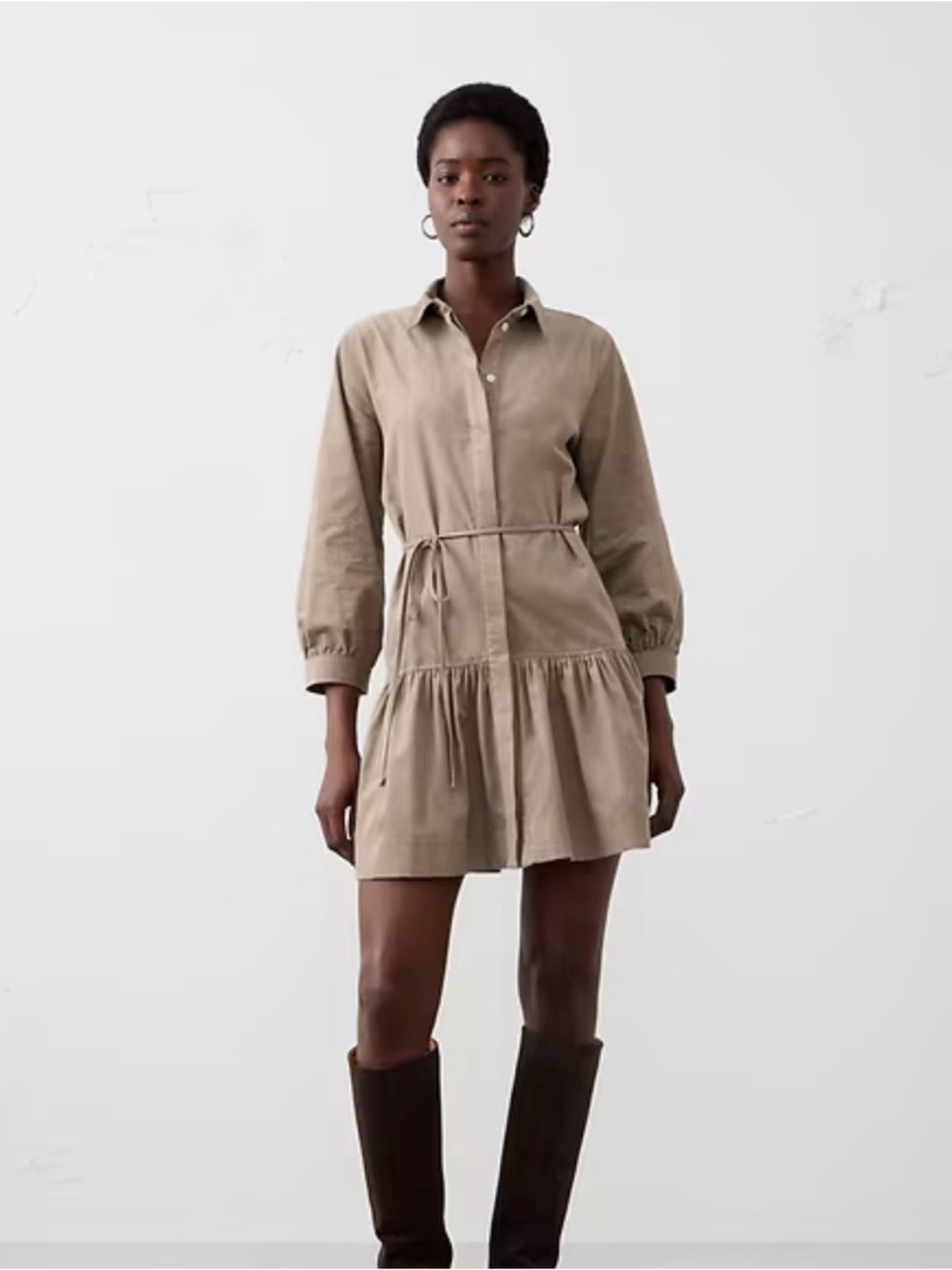 Banana Republic Taupe Mini Shirtdress